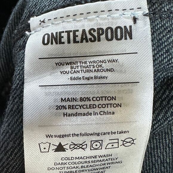 NWT Free People x One Teaspoon Navy/Fox Black Shabbies Drawstring Denim Jogger S - Picture 12 of 16